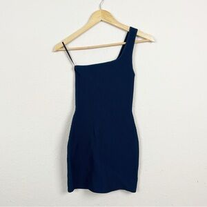 Aritzia Babaton Sculpt Navy Blue Knit One-Shoulder Dress Size XS